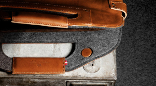 Hard Graft’s modular 2unfold tanned leather laptop tablet bag.(via Hard Graft’s mod