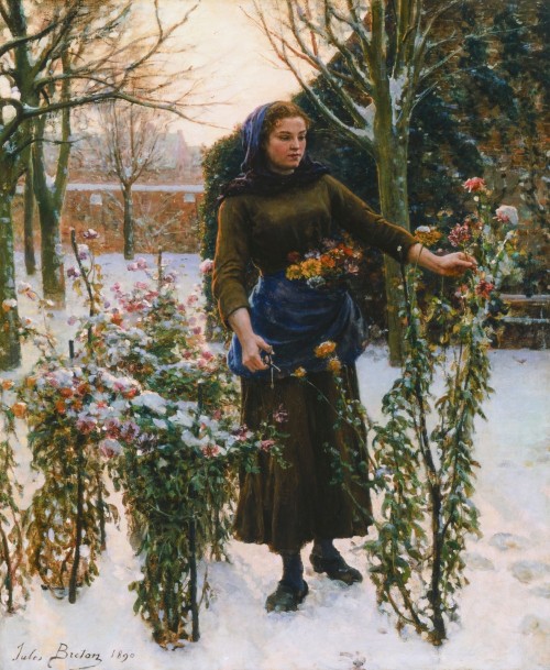 Last Flowers (Dernières Fleurs) by Jules Breton, oil on canvas 1890. Collections of Cincinnati Art M