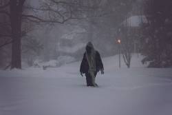 sixpenceee:  “Convinced husband to go out in a blizzard dressed as Death. Neighbors stared.” posted by reddit user m3lodym4ker