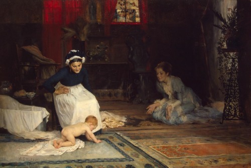 Albert Edelfet, “In The Nursery” & “The Luxembourg Gardens, Paris”