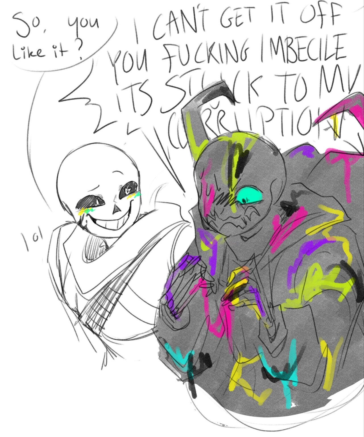 love like you (error sans x ink sans), Art, Drawing, Undertale Sans Au,  Sans Undertale