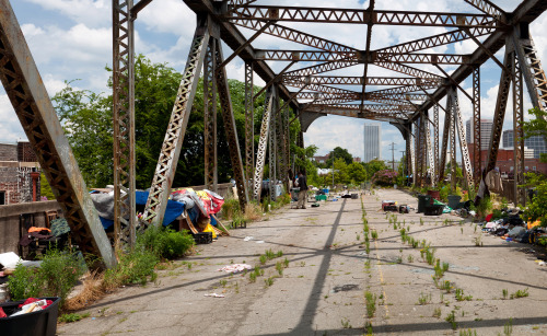 madhouseimages:This is Curtis. This is where Curtis lives, Bankhead Avenue abandoned bridge, Atlan