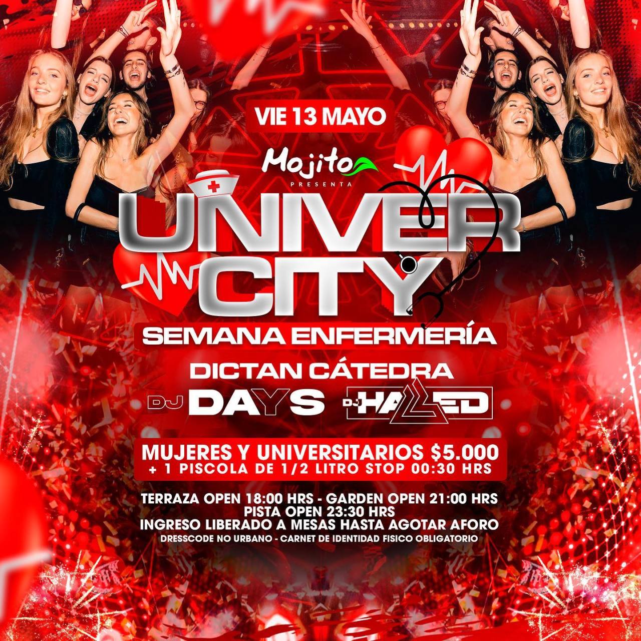 Viernes 13 #UniverCity presenta la edición especial de ENFERMERIA celebrando a los estudiantes y graduados en su semana de celebración 🥳🙏🏼 mesas disponibles y full pista 🎶 Nos vemos en @mojitoarica 😎🤩...