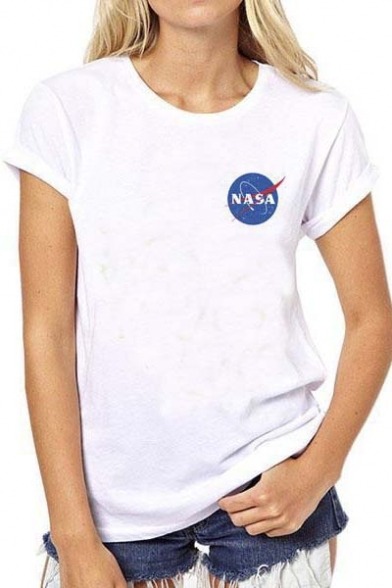 Sex andybhaloq:  NASA Logo Print Fashion Tops.Contrast pictures