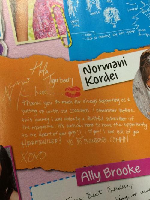 Normani&rsquo;s message in Tiger Beat magazine