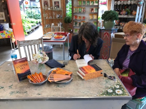 Milana Marsenich signed copies of her novel Copper Sky at South Shore Greenhouse, #Polson, #Montana 