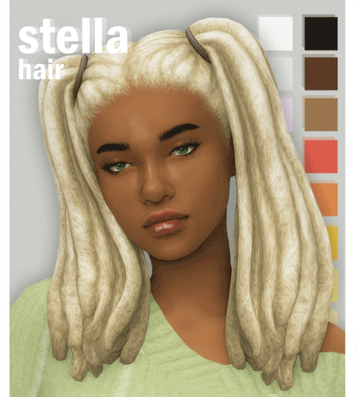 okruee:

stella hairi couldnt decide on just one so i made three versions instead

*if you downloaded before aug 2020 please re-download and replace with the updated files i completely re-did the meshes!*

info:- standalone meshes (V2 and V3 will work without the base mesh)- feminine frames- bgc- hat compatible- all 24 ea colours- disabled for randomdownload (patreon; free) | alt (simfileshare) #hair#updo