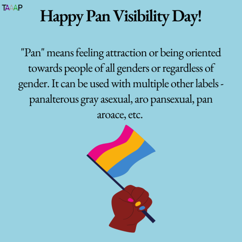 May 24th is Panromantic and Pansexual Visibility and Awareness Day![ID: “Happy Pan Visibility Day! P