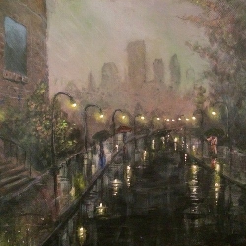 Rainy Evevning ‐  Todd CoxAmerican, b.Acrylic on canvas , 14  x 11 in. 