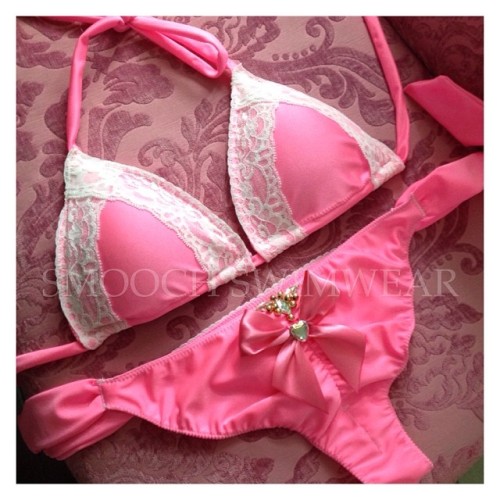 houseofsmooch-blog:  We love pink any day of the week ! We heart this Barbie pink custom kini! Order