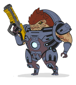 Reality-Ajar:  Decided To Clean Up And Colour A Krogan Doodle I Did A While Ago 