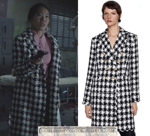 WHO: Nicole Kang as Mary HamiltonWHAT: Zara Houndstooth Double Breasted Coat - Sold OutWHERE: Batwom