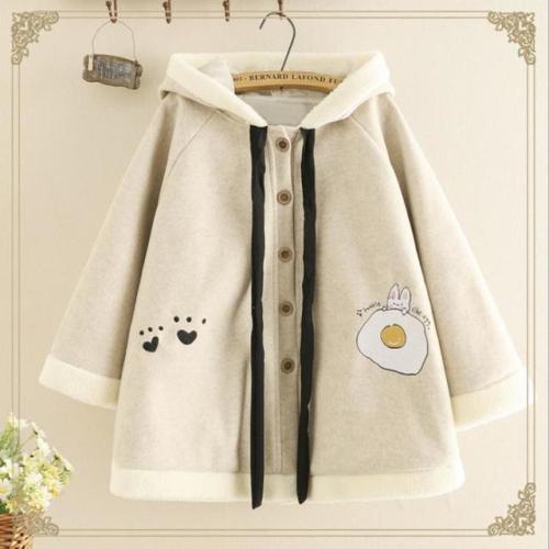 Loose Cartoon Rabbit Ears Embroidery Hooded Coat starts at $52.90 ✨✨ I like this one. What about you