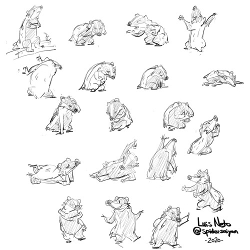 Here’s some 1-2 minute gesture exercises I drew. I used a random generator to pick an animal, which 