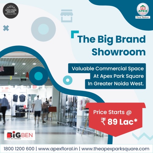 BiGBEN – The Big Brand Showroom Space Price Starts @ Rs. 89 Lac*.
Valuable Commercial Space at Apex Park Square in Greater Noida West. Best
Investment Option for High Income! Call Us – 1800-1200-600 or Visit Us at https://theapexparksquare.com/ #ApexParkSquare#CommercialProperty#RetailSpaces#Offer#PropertyInvestment#RetailShops#BiGBEN#CommercialSpaces#Discount#BigBrandShowroom
