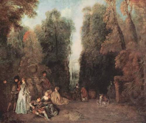 artist-watteau: The view, 1715, Jean-Antoine WatteauMedium: oil,panel