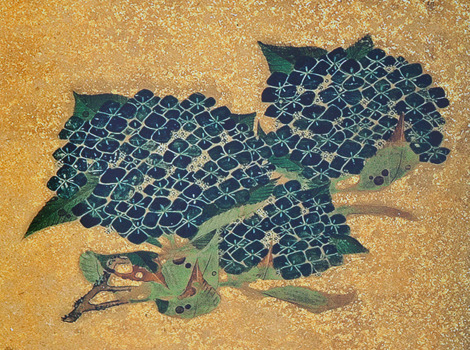 nae-design:  The Hanamaru-zu mural of 201 flowers decorates the walls of Kotohira-gu Shrine (金刀比羅宮) painted over 300 years ago by Ito Jakuchu (伊藤若冲, 1716-1800). His unusual scientific style depicts the flowers in a grid layout with lifelike