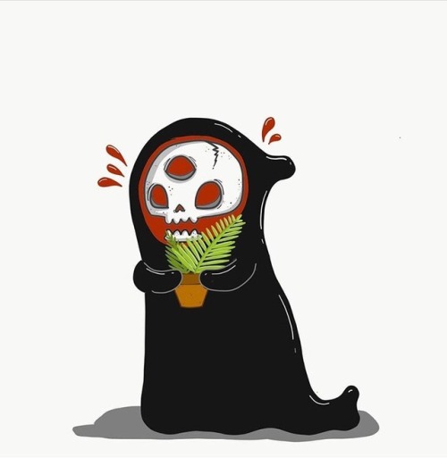 loveandasandwich:Really quick Drawlloween doodle. Little Grim is really excited about his new plants
