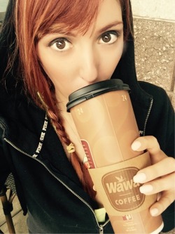 Lauren Phillips with her daily dose of caffeine