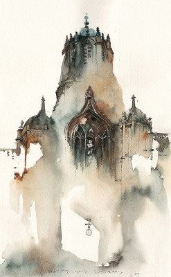 therhumboogie:  By Sunga Park, this dreamy set of watercolour illustrations are the stuff of wonder, using sweeping forms of colour to build structure that is dotted with stunning detail makes such fascinating architecture. 