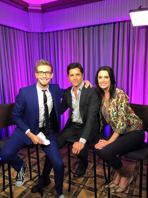 Paget Brewster &amp; John Stamos with Kevin McCarthy of FOX 26 - “Grandfathered” Press Call, Septemb