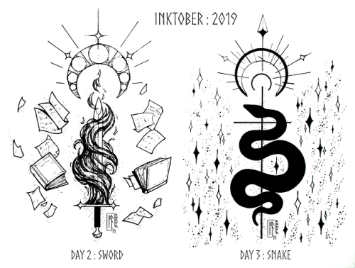 Inktober Day 2 &amp; 3 ♦ Sword &amp; Snake☆ Ko-Fi ☆