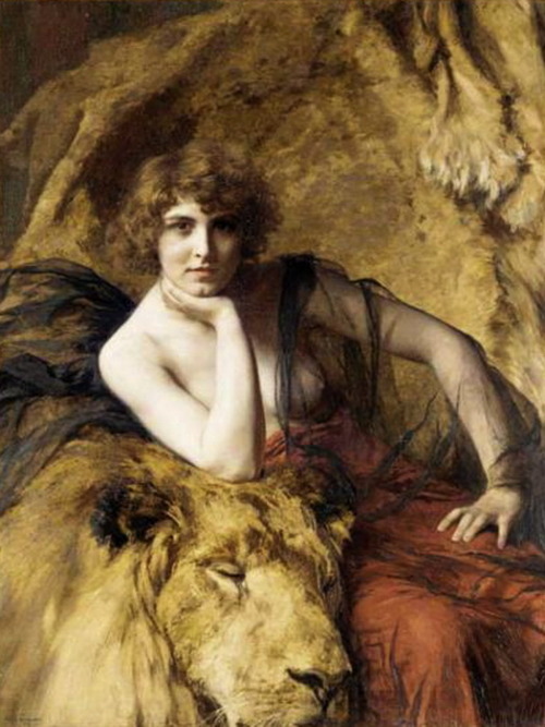 artbeautypaintings:Woman with a lion - Emile Friant
