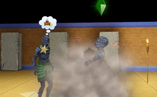 weirdsimsinhistory: These mummies are excited for career advancement by ganging up on my Sim in a to