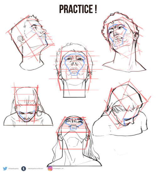 kasiaslupecka: Some notes on drawing head.  I have very analytical approach to drawing and this is what helps me with drawing head correctly. There are so many things to think about when it comes to head. This approach really helps me to focus on my