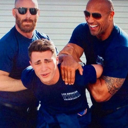 coltonlhaynes :: Goofin around on set w/ @therock ! New@sanandreasmovie trailer comin out tonight! Stay tuned :) #SanAndreas  