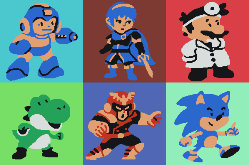 brotoad: Simple 3 colour drawings of every Smash Bros character! Trying to capture their details wi