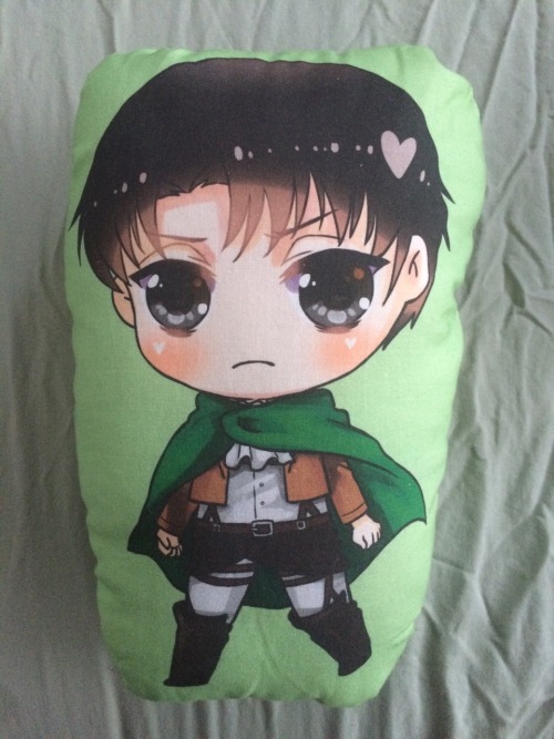 I got this adorable pillow from astrollation but she hasn’t created a Mikasa one yet so Levi is sadSeriously though look at how adorably sad he is TvT