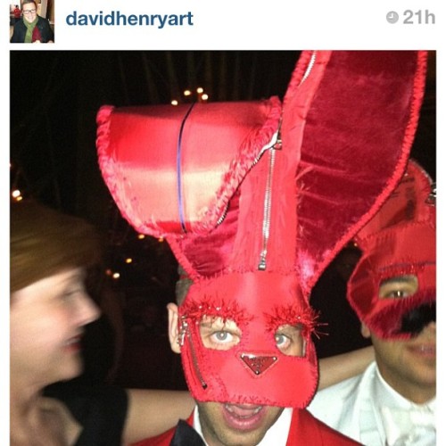 @youngbradford in the “Prada Rabbit” mask I made him out of his Prada Jacket 