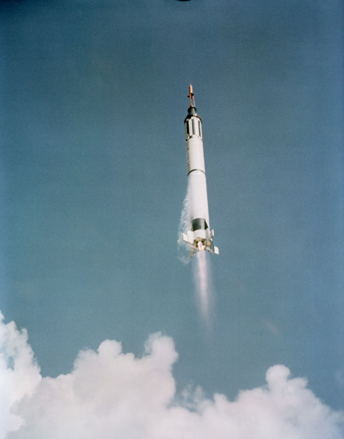 gunsandposes-history:  The launch of the Mercury-Redstone 3 (MR-3) spacecraft from Cape Canaveral, May 5, 1961. (NASA)