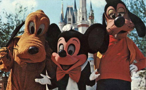 Pluto, Mickey, and Goofy at Walt Disney World’s opening in 1971