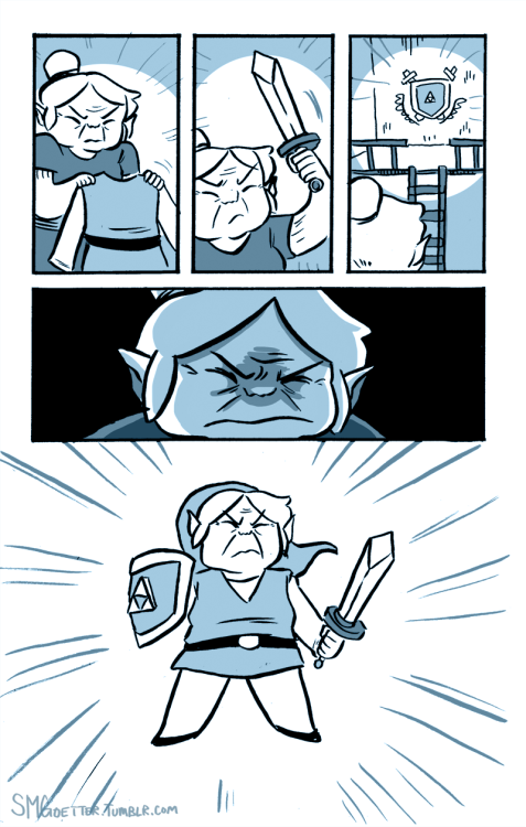 callie-and-marie:  hexmaniacwingy:  smgoetter:  Remember this post about my WW AU where Link’s Grandma dons the hero’s clothes to save Link and Aryll? Well I wrote out a whole little comic to introduce the concept.  I was thinking of having a whole