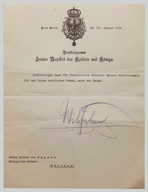 royaltyandpomp:THE LETTERH.I.R.M. Emperor Wilhelm II of Germany, King of Prussia , Letter