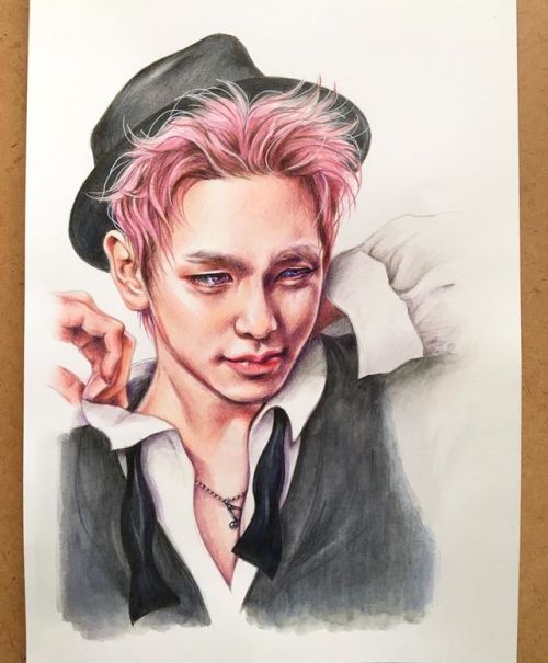 Key inspiration from EveryTime. #shineefanart #key#watercolorpencil #colorpencil. . もはやキーライドです