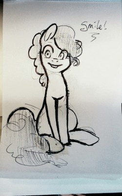 liz-pls:  So a little girl was really upset her mom wouldn’t buy her these mlpfim band aids (the only mlp thing we sell) so I asked her to sit tight for a few mins and drew her a party horse to cheer her up 