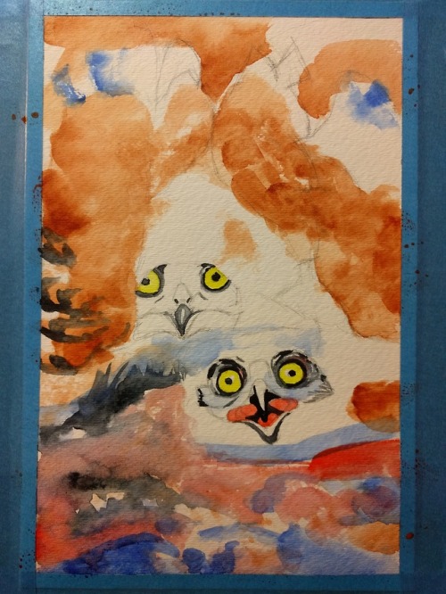 Great Horned Owlets Threat Display Watercolor for 270° by Maggie UmberI’ll be tabling with @ionafox 