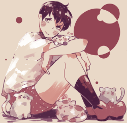 milhojaday:    could u draw kageyama with cats?? :0  hes in a dream..