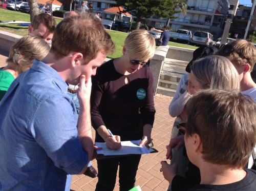 Hitting the streets of Manly to meet people with our Greens candidate for Warringah Will Kitching, S