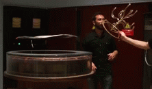 sagansense:thecraftychemist:Magnetic induction - the levitating bbqAt the Palais de la Decouverte in