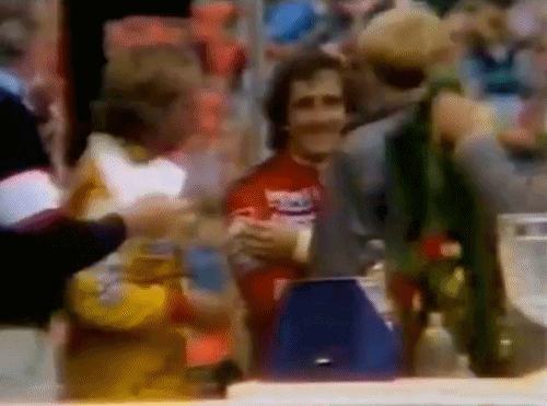 Keke Rosberg And Alain Prost Celebrate On The Podium At The 1985 European Grand Prix, In Which Rosberg