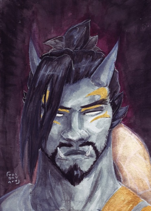 dailyhanzos: got some fancy new gold aquarelle colours for christmas, had to try them out on hanzo o