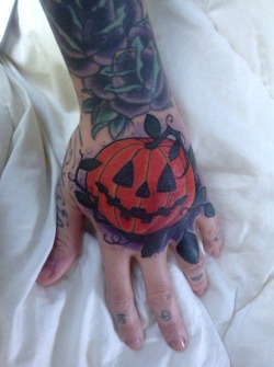 welcome-foolishmortals:  What a perfect time of year to get a jack o lantern tattoo. Done by Nako Tiau at Polished Tattooing in Willow Glen, Ca. 