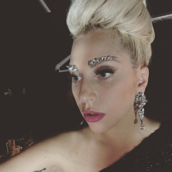 ladyxgaga: @ladygaga: Been sporting @sarahtannomakeup crystallized and studded eyebrows since JFK honors. We love this look. Glamour with an edge, street spirit in the spotlight!