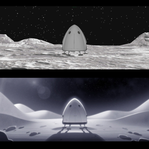 Some examples of final animation w/ the color keys I painted over the shots. Our lighting & comp