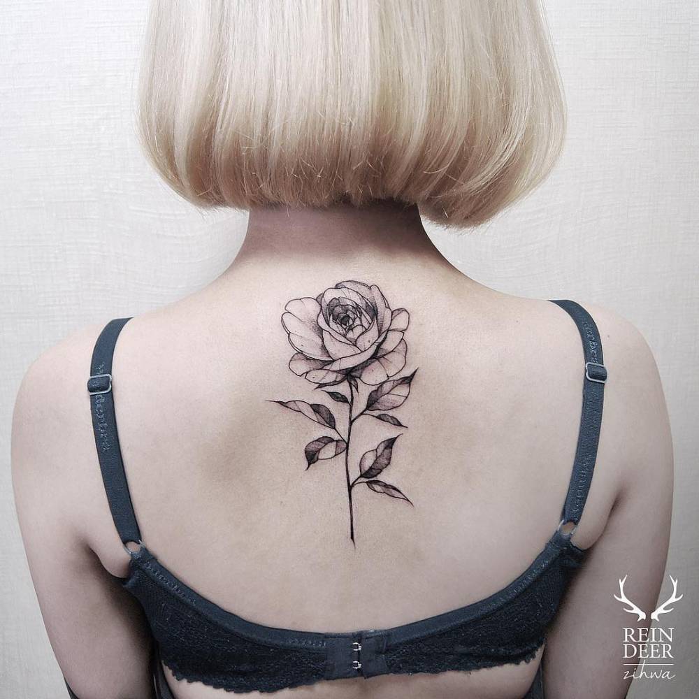 Blackwork/illustrative rose tattoo on the upper... - Official Tumblr page  for Tattoofilter for Men and Women