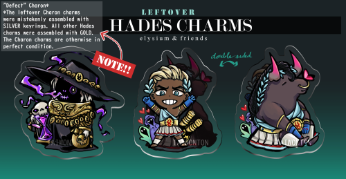 I’m selling the leftover stock of my Hades charms! This is your last chance to get them– thank